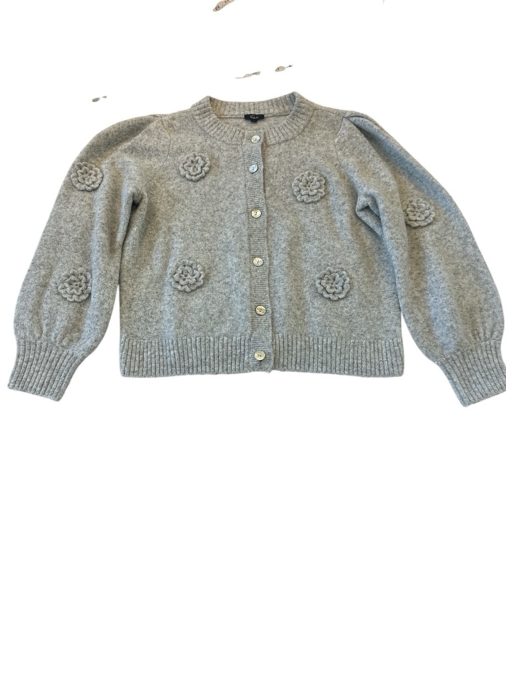 Rails Francesca 3D Floral Wool Cardigan in Heather Gray - Picture 5 of 13